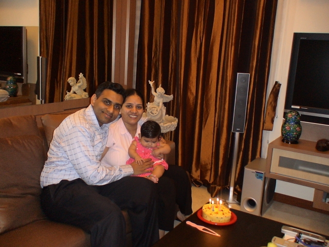 With daddy and mummy!